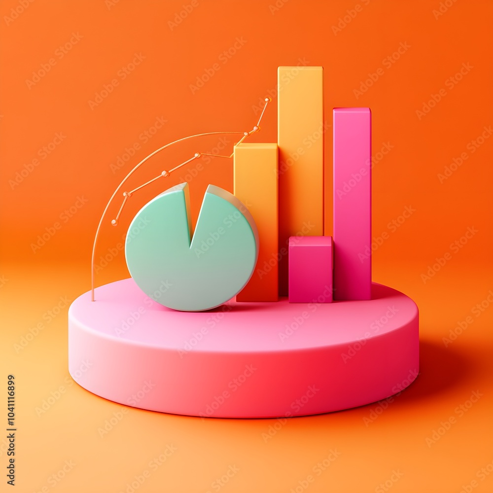 3D Minimalist Pie Chart and Bar Graph Illustration 3D Minimalist Pie Chart and Bar Graph Illustration