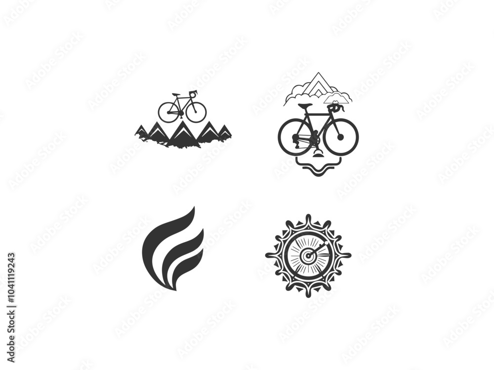 Fototapeta premium A black and white image of a bicycle with in the background vector, vector and illustration,