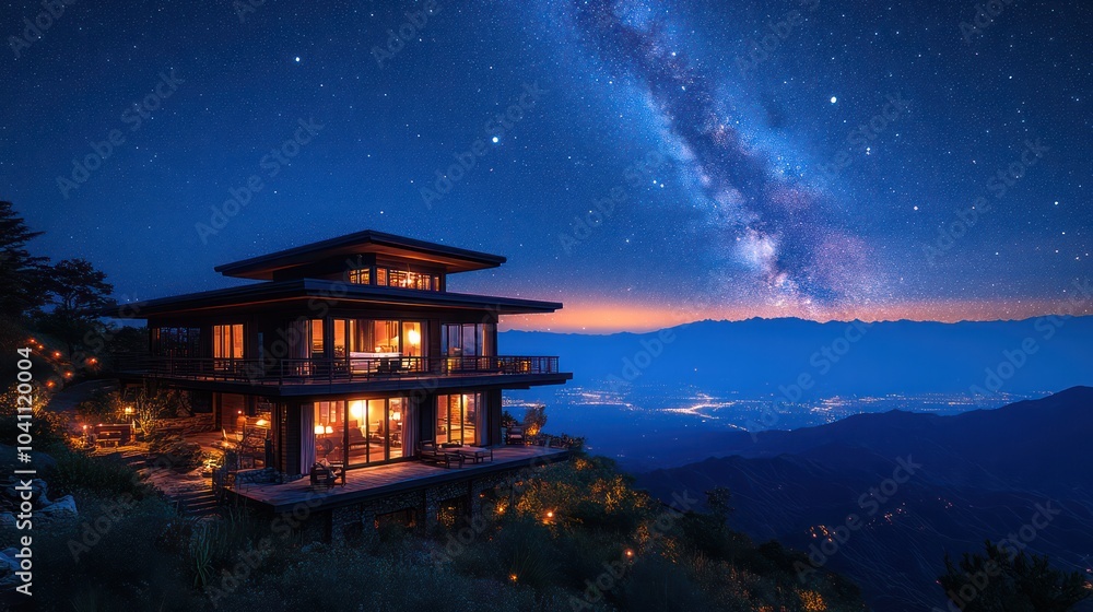 Naklejka premium Find the best destinations for a starry night sky, offering clear and unobstructed views