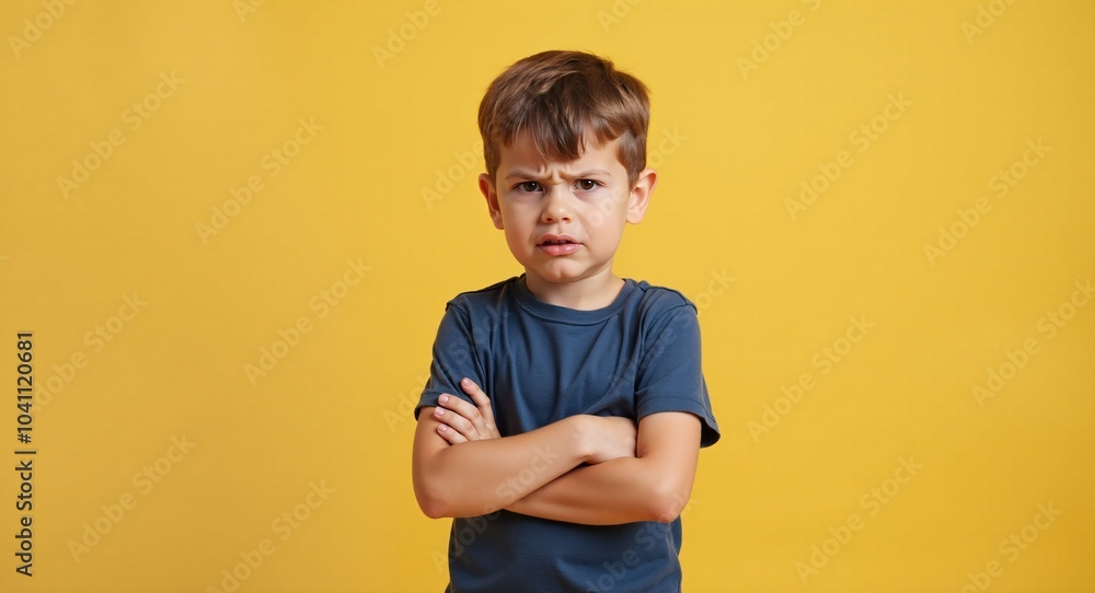 Mad male kid, angry annoyed and frustrated child emotion little boy standing with his arms crossed with upset face expression. Mad male kid, angry annoyed and frustrated child emotion little boy standing with his arms crossed with upset face expression.