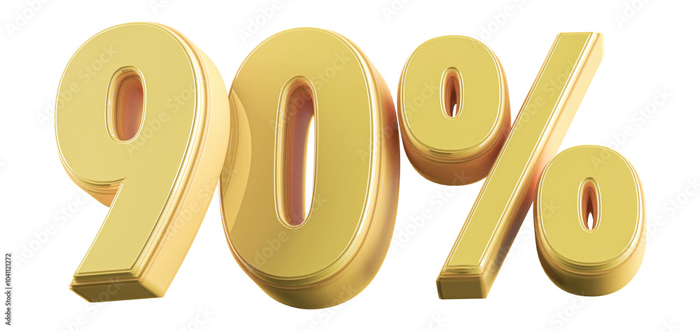 Gold 90 Percent Discount 3D Illustration Gold 90 Percent Discount 3D Illustration