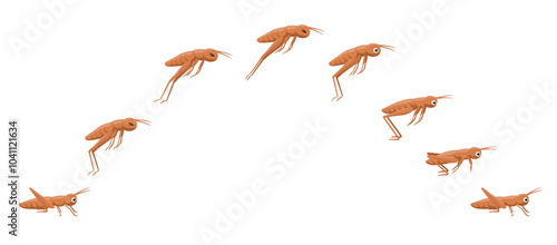 Cricket Jumping Leaping Animation Frame Cute Cartoon Vector Character