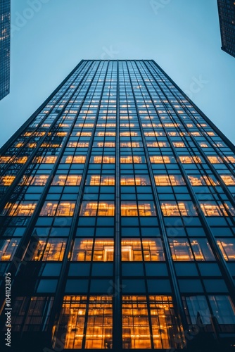 Wallpaper Mural A Modern Skyscraper with Illuminated Windows at Dusk Torontodigital.ca