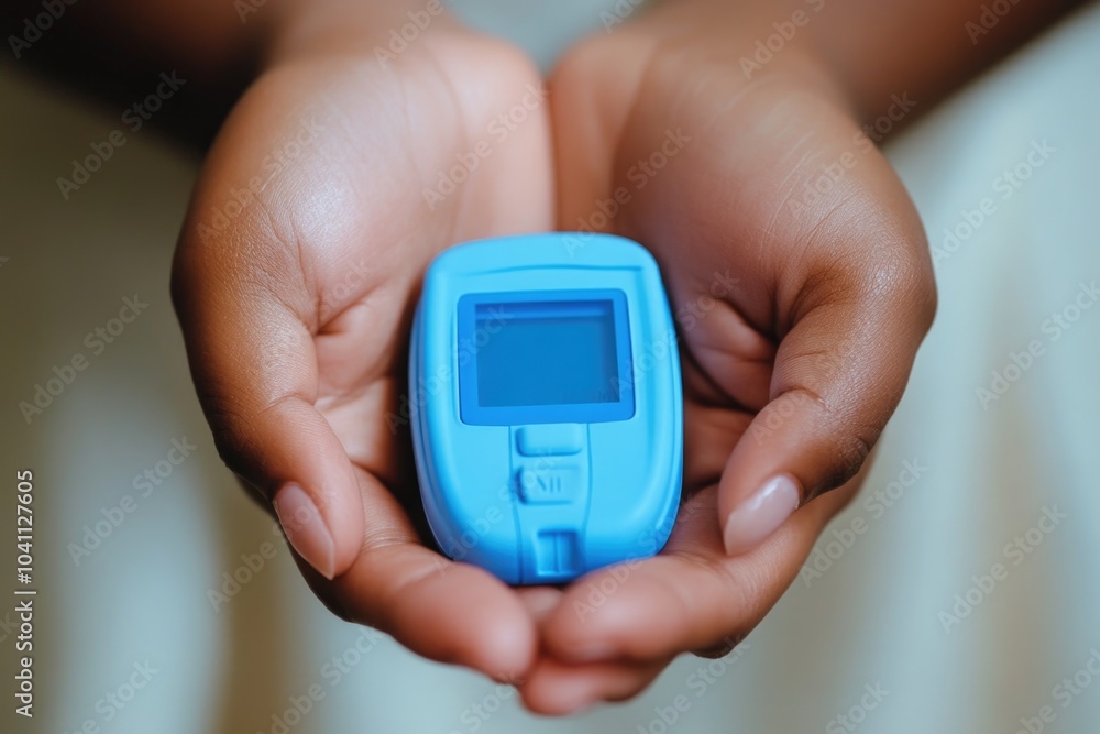 A person holds a blue cell phone in their hand, focusing on the screen A person holds a blue cell phone in their hand, focusing on the screen