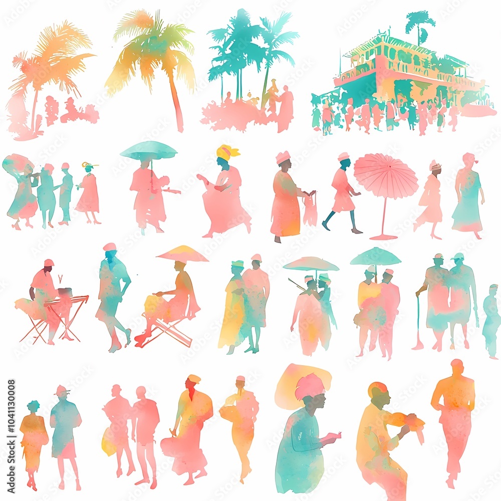 Vibrant Cultural Celebration in Watercolor Style Vibrant Cultural Celebration in Watercolor Style