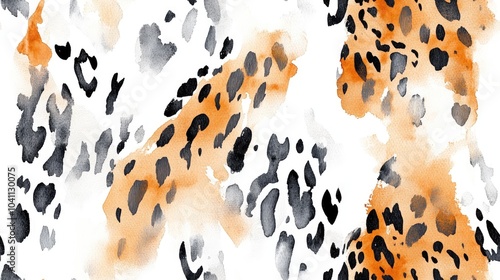 Wallpaper Mural Seamless animal print featuring a beautiful spotted skin pattern on a white background showcasing a wild mix of leopard spots and tiger stripes in hand painted watercolor Torontodigital.ca