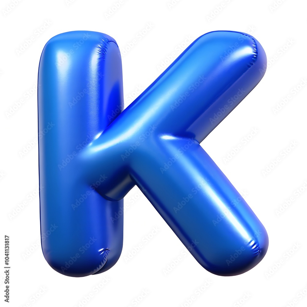 Blue letter K balloon 3D render icon isolated on white background Blue letter K balloon 3D render icon isolated on white background