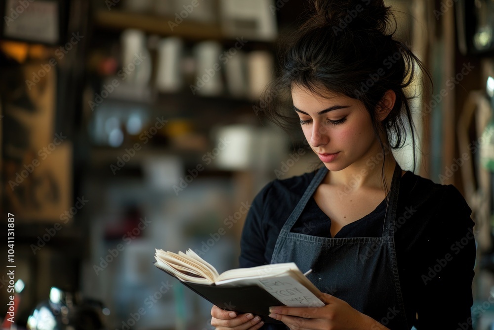 A person sitting in a store, engrossed in a book A person sitting in a store, engrossed in a book