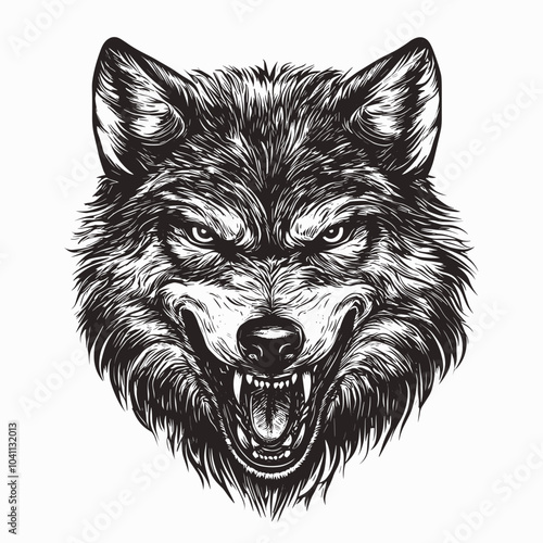 Ferocious Wolf Emblem Vector - Perfect for Sports and Team Logos photo