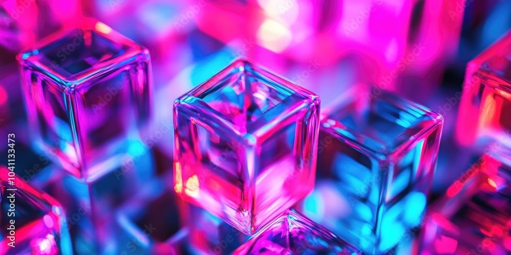 A close-up shot of a cluster of glass cubes A close-up shot of a cluster of glass cubes