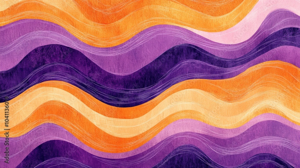 Illustration of wavy patterns in shades of purple and orange Illustration of wavy patterns in shades of purple and orange