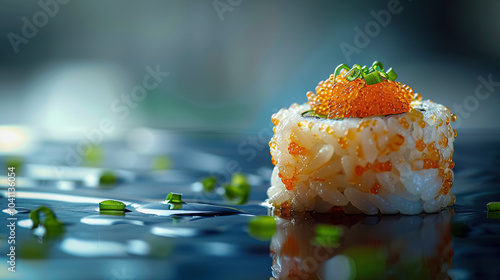 A fresh sushi, black enviro...