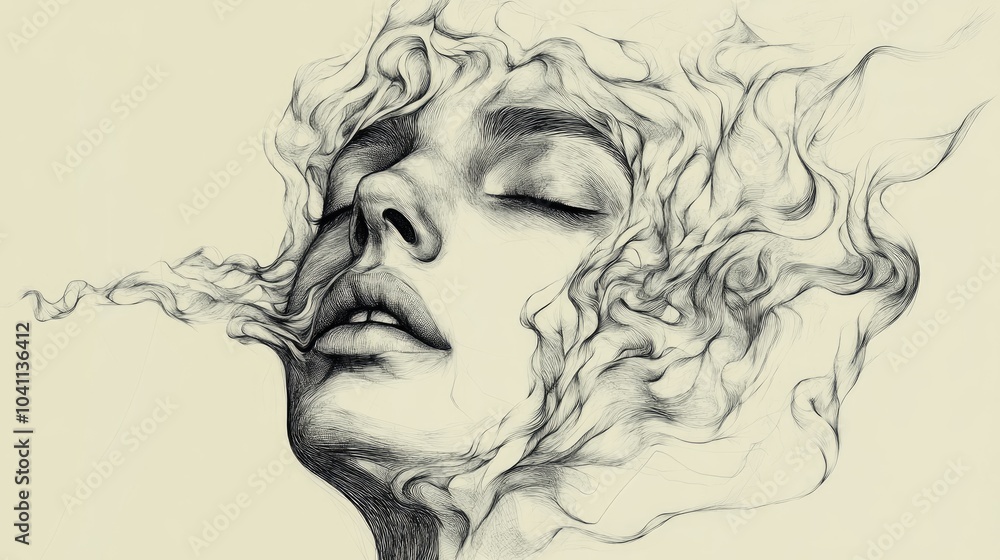 Surreal hand drawn face Abstract portrait in contemporary style Surreal hand drawn face Abstract portrait in contemporary style