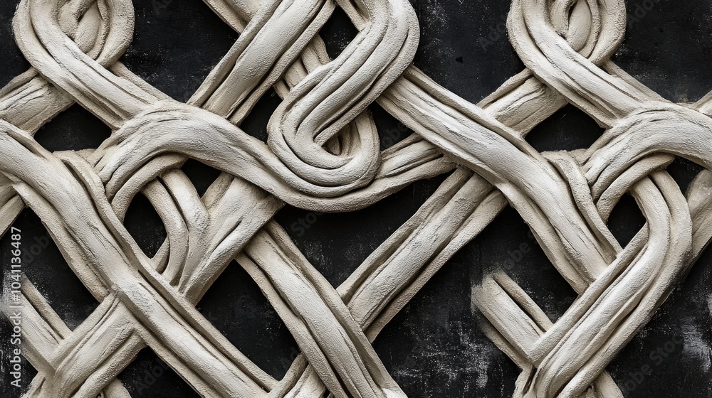 Gypsum products featuring stucco weave patterns and ornaments on a black background Gypsum products featuring stucco weave patterns and ornaments on a black background