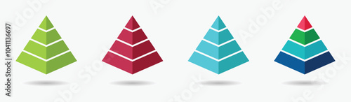 Pyramid infographic template with 4 tiers. Blank 4 tier infographic vector design for presentation. Blank 4 tier template