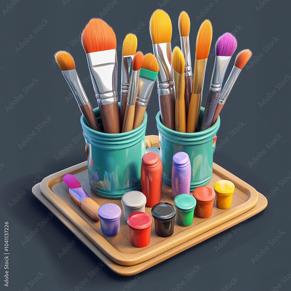 3D Art Supplies Icon: Tools for Creative Expression Illustration Logo 3D Art Supplies Icon: Tools for Creative Expression Illustration Logo