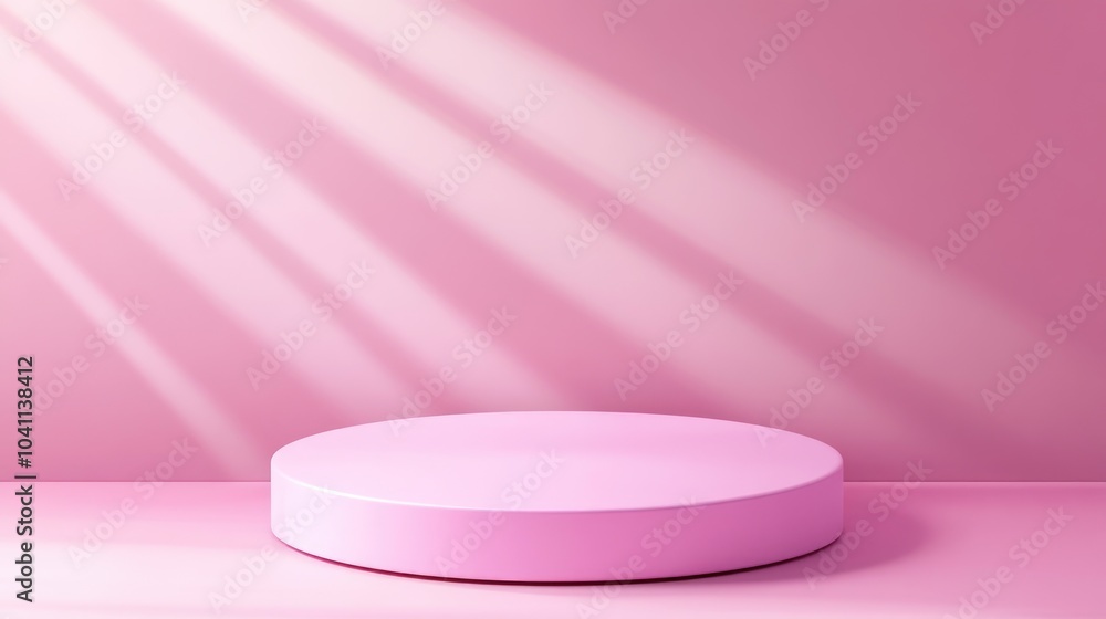 Realistic 3D pink pedestal on a pink backdrop Stylish empty podium for showcasing cosmetic products and fashion items Illustration with ample copy space Realistic 3D pink pedestal on a pink backdrop Stylish empty podium for showcasing cosmetic products and fashion items Illustration with ample copy space