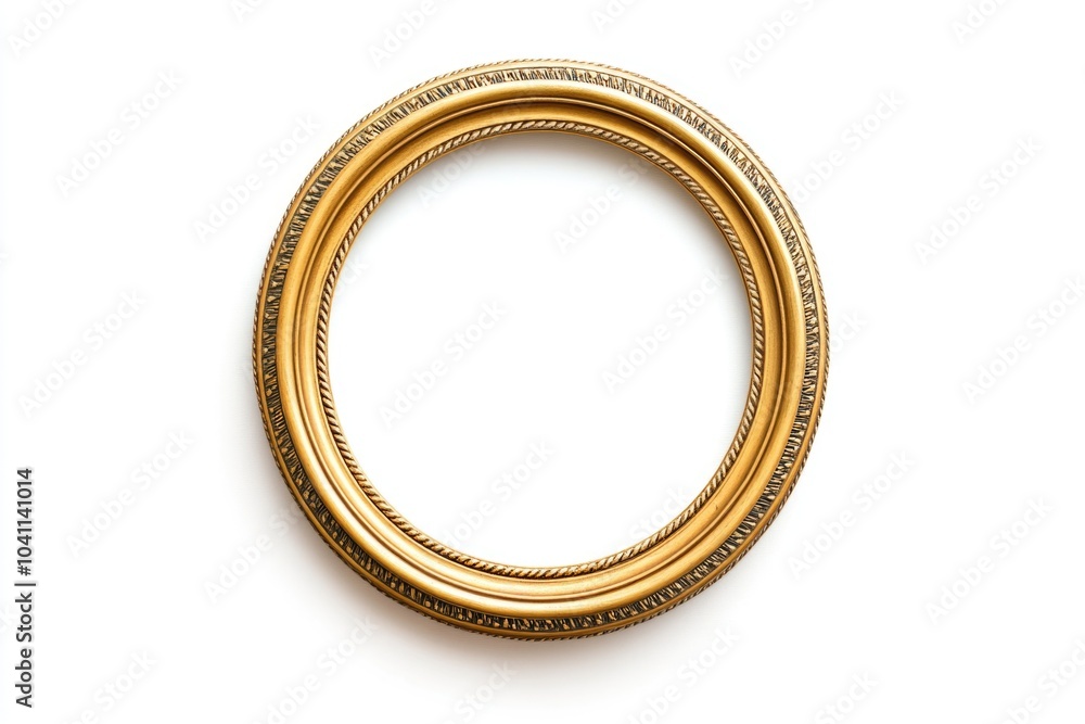 A simple golden frame sits on a white background, perfect for displaying a favorite photo A simple golden frame sits on a white background, perfect for displaying a favorite photo