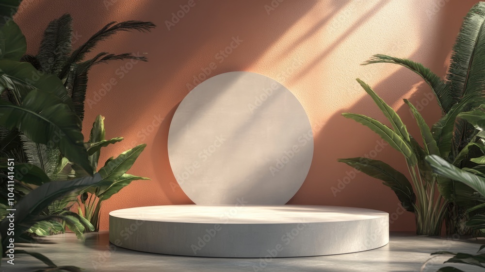 Abstract 3D rendering of a mock up podium for showcasing products featuring a minimal geometric background Abstract 3D rendering of a mock up podium for showcasing products featuring a minimal geometric background