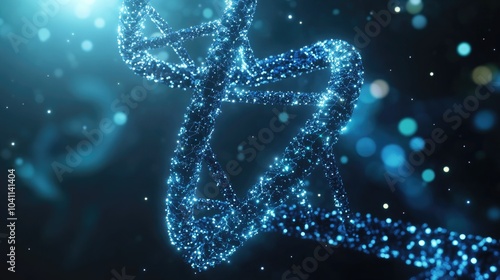 DNA Double Helix Structure with Glowing Particles photo