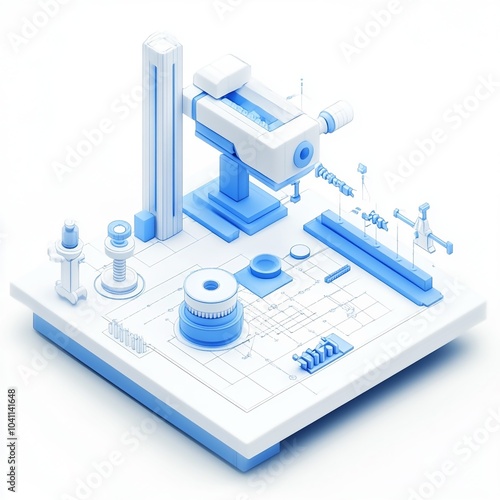 3D Engineering Blueprint Icon: Design and Planning Tool Illustration Logo