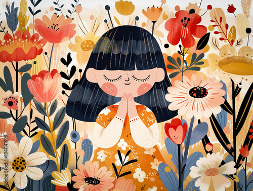 Silence please! text illust...