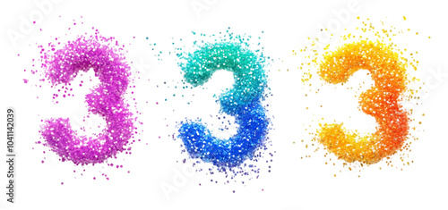 Wallpaper Mural set of a Rainbow glitter pop number collection isolated transparent background Torontodigital.ca