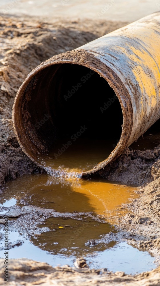Underground Pipes Seeping Chemical Waste into Environment Underground Pipes Seeping Chemical Waste into Environment