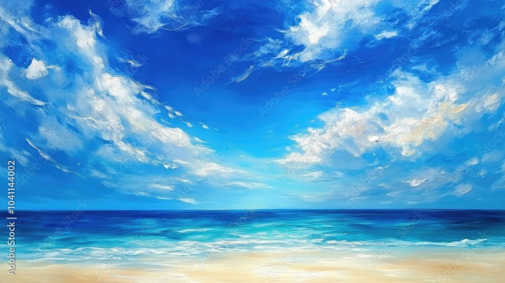 Obraz premium Oil painting depicting a serene sky ideal for use as a background