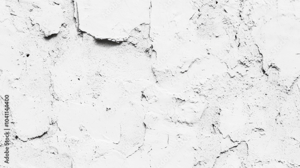 Fototapeta premium Panoramic view of a white painted cement wall featuring a rough texture in the background