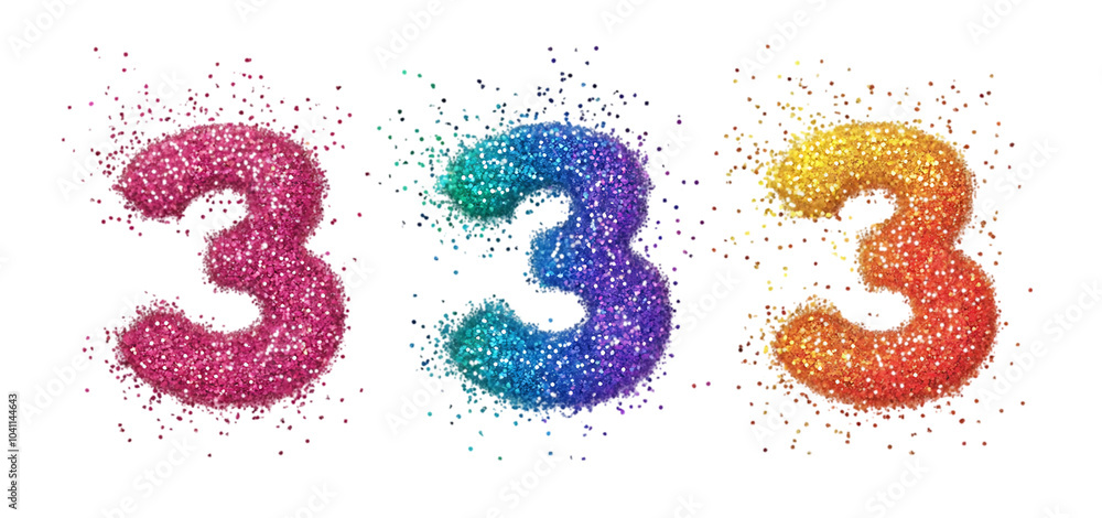 Obraz premium set of a Rainbow glitter pop number collection isolated transparent background