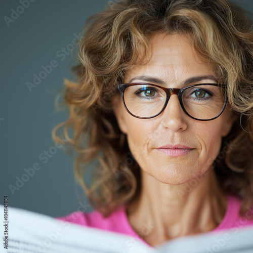 Woman Reading Newspaper Iso...