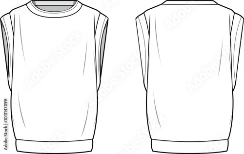 Basic Knitted sweater technical drawing sketch