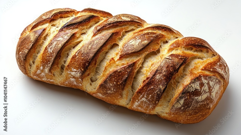 A freshly baked loaf of bread with a golden crust and intricate design. A freshly baked loaf of bread with a golden crust and intricate design.