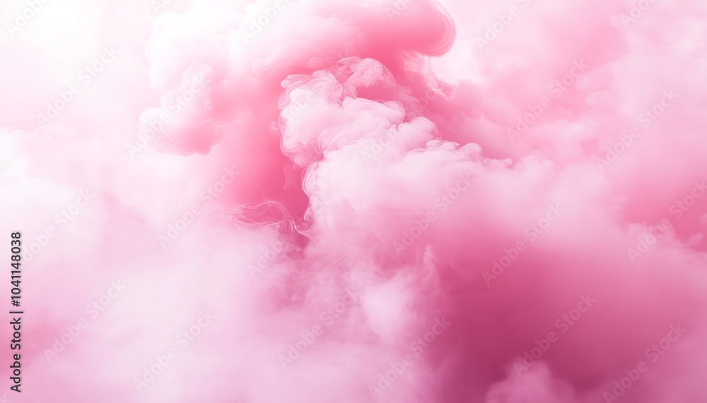 Fototapeta premium Ethereal pink smoke fills the frame, creating a dreamy and soft-textured background perfect for artistic projects or design inspiration.