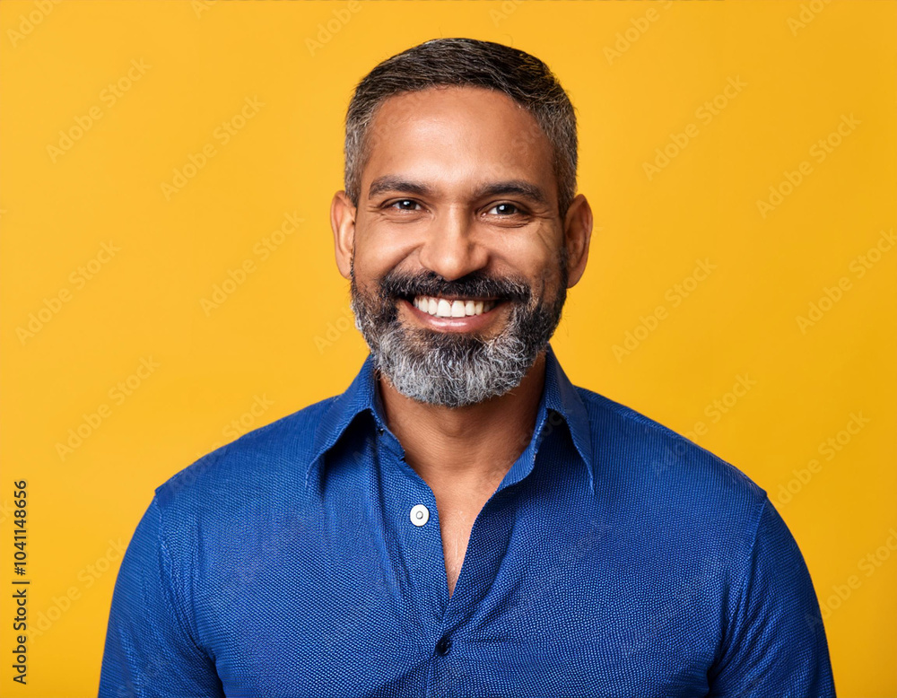 Obraz premium Studio Portrait of Handsome Mature Man Happily Smiling