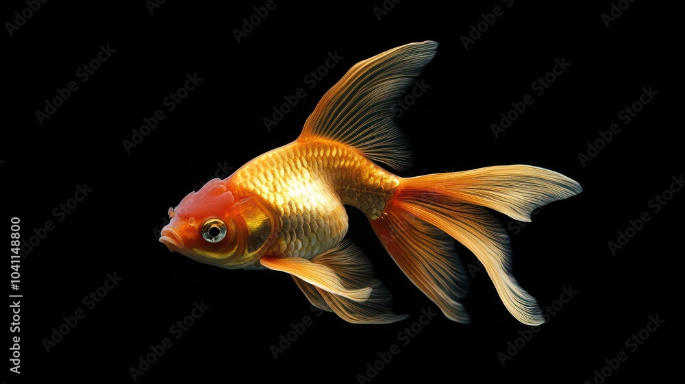 Golden Fish Isolated on Black Background Golden Fish Isolated on Black Background