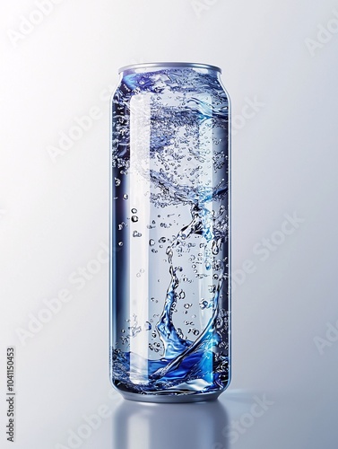 A sleek, refreshing beverage elegantly showcased against a crisp white backdrop, ideal for enticing advertisements. photo