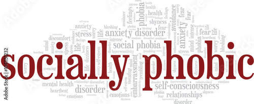 Socially Phobic word cloud conceptual design isolated on white background.