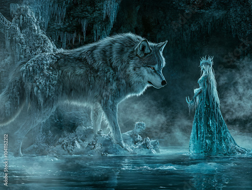 The Wolf and the Ice Queen: A Mythical Encounter photo