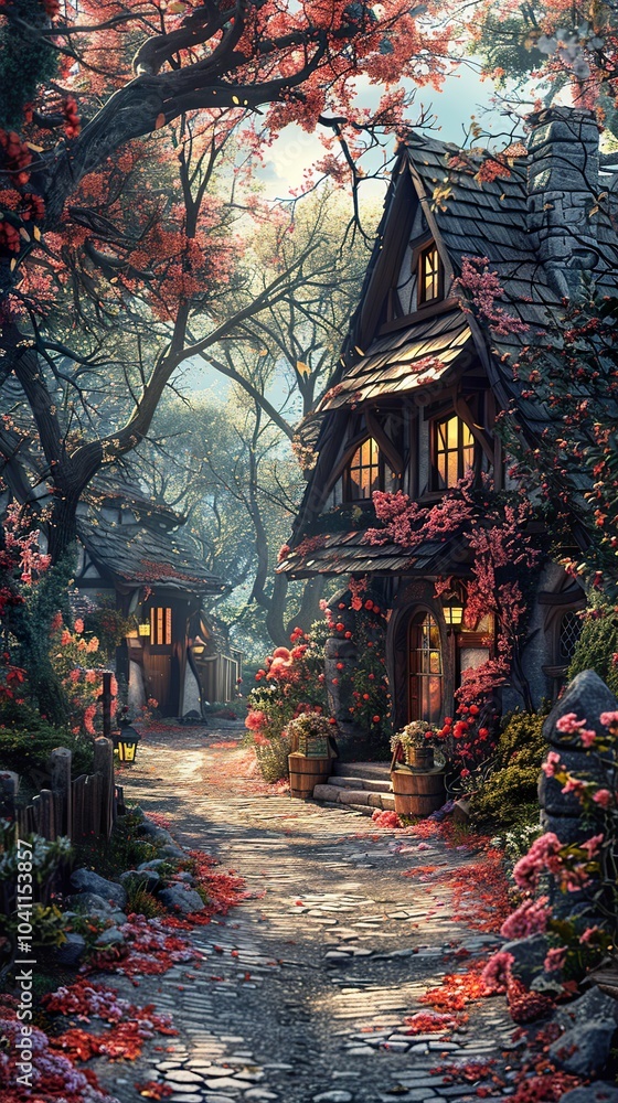 Fototapeta premium Enchanted Cottage in a Magical Forest