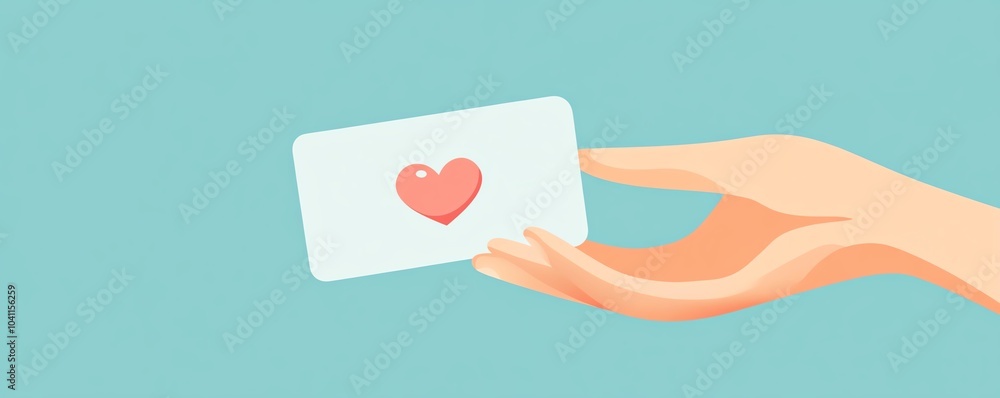 Minimal health insurance card, cute hand holding, flat design illustration Minimal health insurance card, cute hand holding, flat design illustration