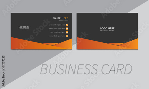 Elegant black and orange digital corporate business card design template