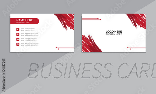 New digital white and red corporate business card design template