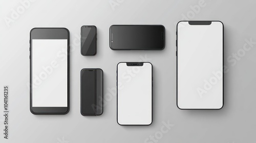 Mockup of various smartphones on a white surface