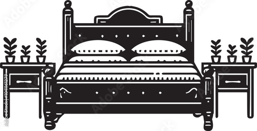Bedroom Furniture, Home Decor, Interior Design Vector