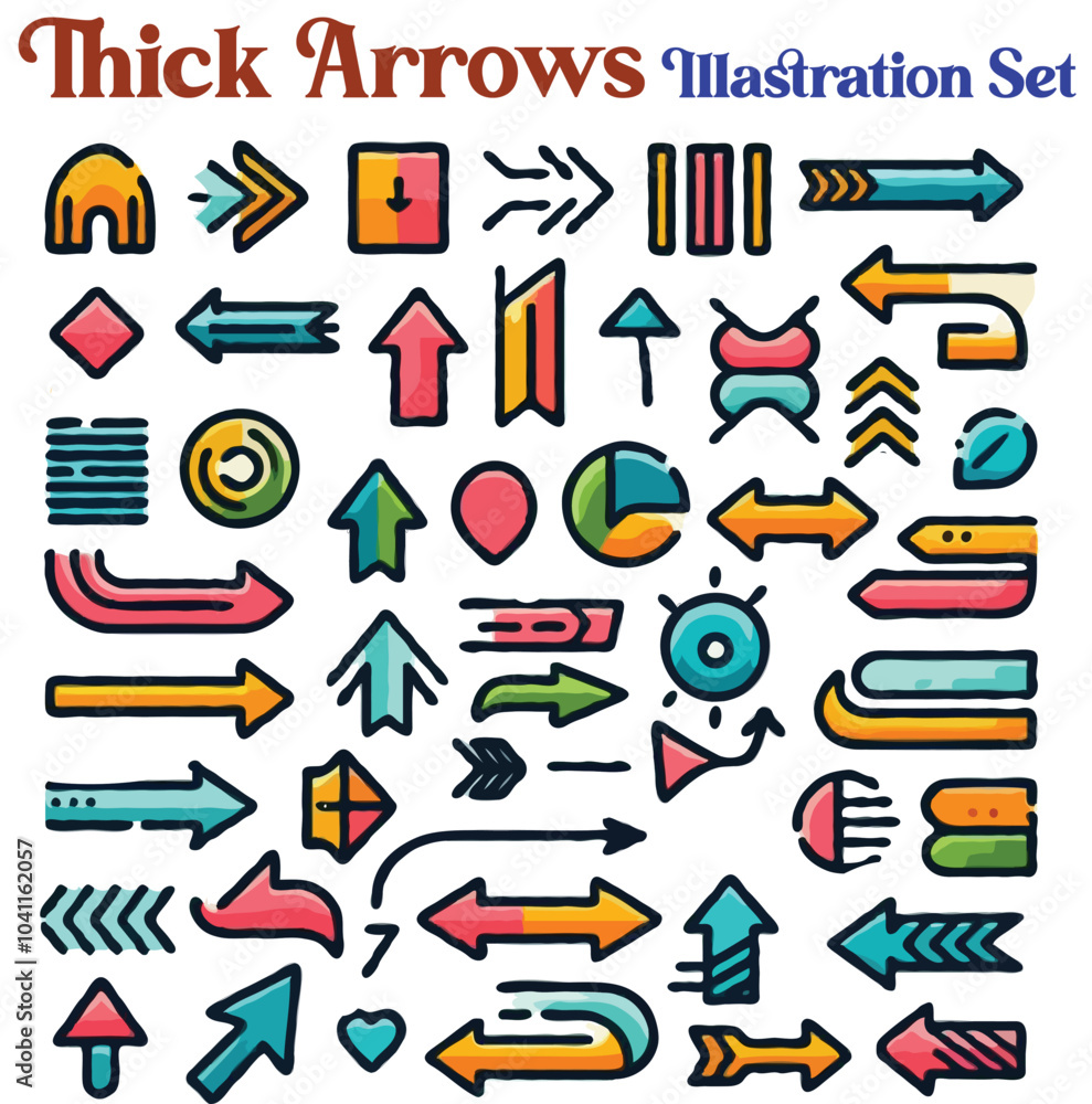 Thick arrows Illustration Icon vector set Thick arrows Illustration Icon vector set