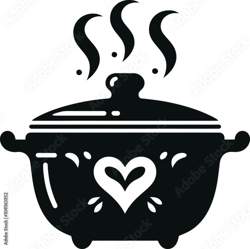 illustration of a pot with a spoon