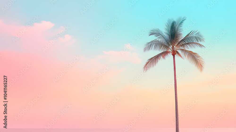 Palm Tree Silhouette Against a Pink Sunset Sky Palm Tree Silhouette Against a Pink Sunset Sky