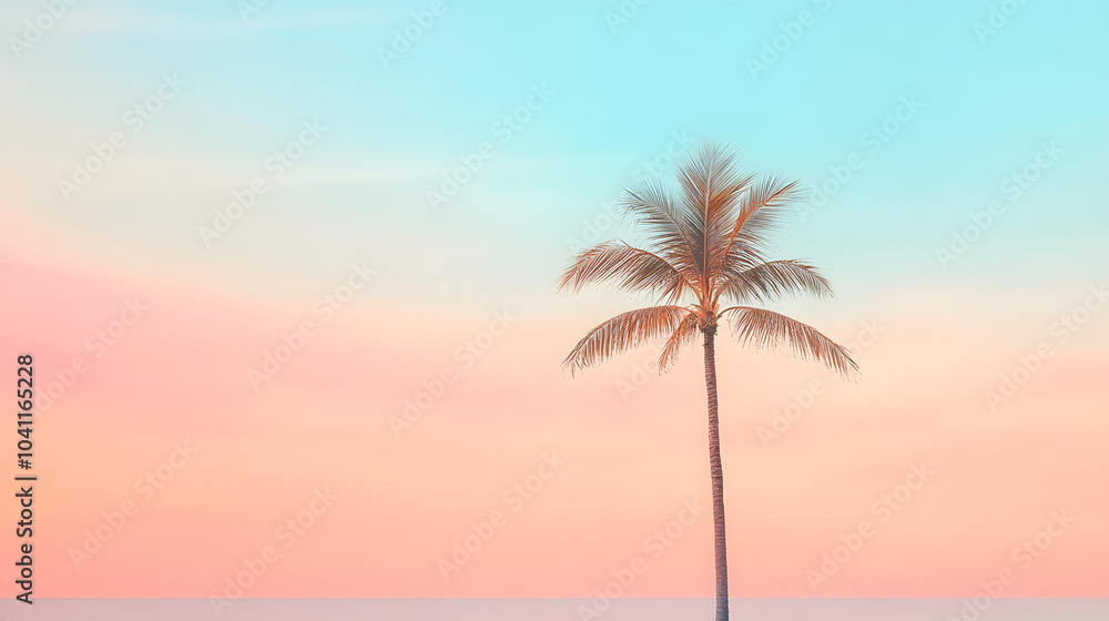 Palm Tree Silhouette Against a Vibrant Sunset Sky Palm Tree Silhouette Against a Vibrant Sunset Sky